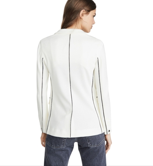 Rag & Bone Sandrine One-Button Blazer W/ Contrast Piping, 4, Ivory, Great Condit - Picture 2 of 12